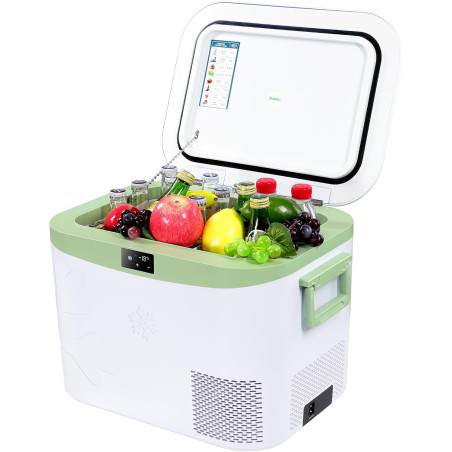 BINGI Glacière Electrique Voiture 18L à Compression avec Refroidissement Rapide - Réfrigérateur Portable Jusqu‘à -18°C, 12V/24V/