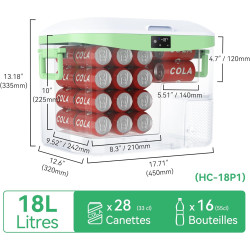 BINGI Glacière Electrique Voiture 18L à Compression avec Refroidissement Rapide - Réfrigérateur Portable Jusqu‘à -18°C, 12V/24V/