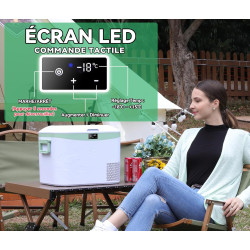 BINGI Glacière Electrique Voiture 18L à Compression avec Refroidissement Rapide - Réfrigérateur Portable Jusqu‘à -18°C, 12V/24V/