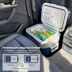 BINGI Glaciere a Compression 22L 12V/24V/230V Glacière Electrique Voiture -18°C - +20°C