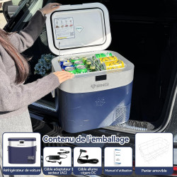 BINGI Glaciere a Compression 22L 12V/24V/230V Glacière Electrique Voiture -18°C - +20°C