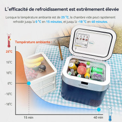 BINGI Glaciere a Compression 22L 12V/24V/230V Glacière Electrique Voiture -18°C - +20°C