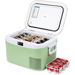 BINGI Compresseur glacière portable 12,8 litres 12/24 V CC et 230 V AC, mini réfrigérateur pour voiture, camion, camping, campin