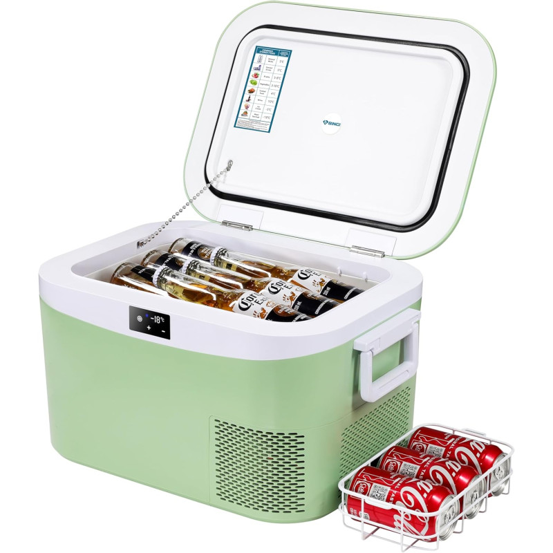 BINGI Compresseur glacière portable 12,8 litres 12/24 V CC et 230 V AC, mini réfrigérateur pour voiture, camion, camping, campin