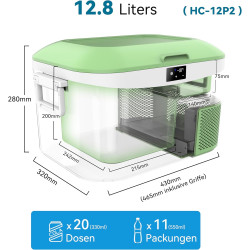 BINGI Compresseur glacière portable 12,8 litres 12/24 V CC et 230 V AC, mini réfrigérateur pour voiture, camion, camping, campin