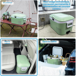 BINGI Compresseur glacière portable 12,8 litres 12/24 V CC et 230 V AC, mini réfrigérateur pour voiture, camion, camping, campin
