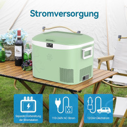 BINGI Glacière Electrique Voiture 18L à Compression avec Refroidissement Rapide - Réfrigérateur Portable Jusqu‘à -18°C, 12V/24V/