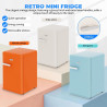 Mini réfrigérateur rétro 72l – silencieux 43 db, design vintage avec led, 7 niveaux de température, pour chambre, bureau, cuisin