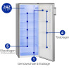 Bomann Réfrigérateur 242L inox VS7316-1-inox, Capacité nette : 242 litres, Éclairage intérieur à DEL, Contrôle de la température