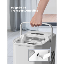 Machine à Glaçons, 12kg en 24h, 9 Glaçons en 6 à 8 Minutes, Blanc Machine a Glacons avec Fonction Autonettoyante, pour la Maison