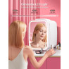 FOHERE Mini Frigo de Chambre 5L/6 Canettes, Frigo Skincare Comestique avec Miroir LED, Fonction Chaud et Froid, Glacière Portabl