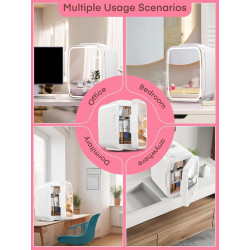 FOHERE Mini Frigo de Chambre 5L/6 Canettes, Frigo Skincare Comestique avec Miroir LED, Fonction Chaud et Froid, Glacière Portabl