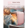 FOHERE Mini Frigo de Chambre 5L/6 Canettes, Frigo Skincare Comestique avec Miroir LED, Fonction Chaud et Froid, Glacière Portabl