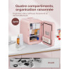 FOHERE Mini Frigo de Chambre 5L/6 Canettes, Frigo Skincare Comestique avec Miroir LED, Fonction Chaud et Froid, Glacière Portabl