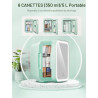 FOHERE Mini Frigo de Chambre 5L/6 Canettes, Frigo Skincare Comestique avec Miroir LED, Fonction Chaud et Froid, Glacière Portabl