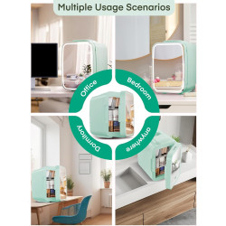 FOHERE Mini Frigo de Chambre 5L/6 Canettes, Frigo Skincare Comestique avec Miroir LED, Fonction Chaud et Froid, Glacière Portabl