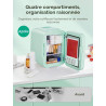 FOHERE Mini Frigo de Chambre 5L/6 Canettes, Frigo Skincare Comestique avec Miroir LED, Fonction Chaud et Froid, Glacière Portabl