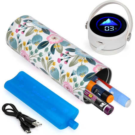 YOUSHARES Pochette Isotherme Insuline, 48H Bouteille Isotherme Stylo Insuline Voyage Affichage Température, Boîte Réfrigérée Tra