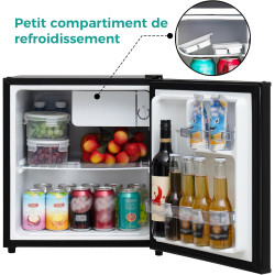 SMETA Petit Frigo 46L, Mini Réfrigérateur, Mini Frigo de Chambre, avec Thermostat Réglable et Porte Réversible, pour Chambre, Bu