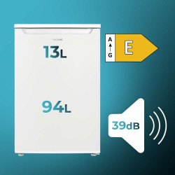 Cecotec mini réfrigérateur 107 l bolero coolmarket tt 107 blanc, classe énergétique e, économie d'énergie, porte réversible, tir