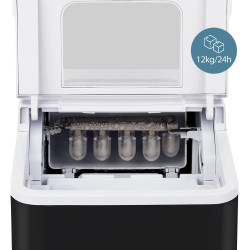 Machine à Glaçons KW12, Prêt en 6min, Fonction Autonettoyante, 12kg en 24h, Electrique, Bac Amovible, Silencieuse 1,5L, Pelle à 
