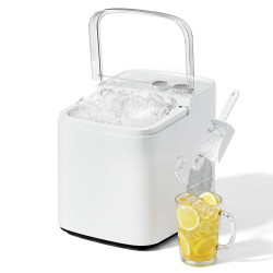 ROVSUN Machine à Glaçons, 14kg/24h, 9 Glaçons en 6 Minutes, Machine a Glacons Auto-Nettoyante, Commande Rotative, 2 Tailles de G