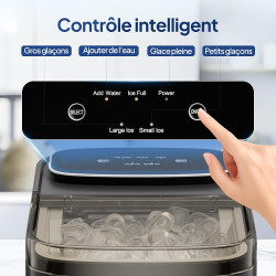 ROVSUN Machine à Glaçons, 12kg/24h, 9 Glaçons en 6 Minutes, Machine a Glacons Auto-Nettoyante, Affichage LED, 2 Tailles de Glaço