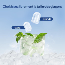 ROVSUN Machine à Glaçons, 12kg/24h, 9 Glaçons en 6 Minutes, Machine a Glacons Auto-Nettoyante, Affichage LED, 2 Tailles de Glaço