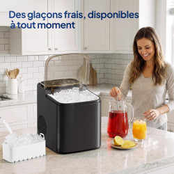 ROVSUN Machine à Glaçons, 12kg/24h, 9 Glaçons en 6 Minutes, Machine a Glacons Auto-Nettoyante, Affichage LED, 2 Tailles de Glaço
