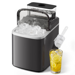 ROVSUN Machine à Glaçons, 18kg/24h, 12 Glaçons en 8 Minutes, Machine a Glacons Auto-Nettoyante, Affichage LED, Indicateurs eau/g