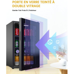 WIE Réfrigérateur à Boissons 70L Mini Réfrigérateur avec Double Porte Vitrée Petit Frigo Silencieux à Bière Intérieur Extérieu 1