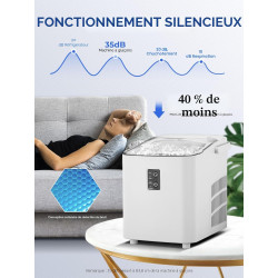FOHERE Machine à glaçons, glaçons en 5 minutes, 14 kg en 24 heures, mini machine à glaçons autonettoyante, 2 tailles de glaçons 