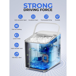 FOHERE Machine à glaçons, glaçons en 5 minutes, 14 kg en 24 heures, mini machine à glaçons autonettoyante, 2 tailles de glaçons 
