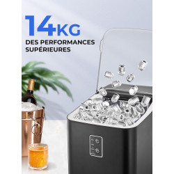 FOHERE Machine à glaçons, glaçons en 5 minutes, 14 kg en 24 heures, mini machine à glaçons autonettoyante, 2 tailles de glaçons 