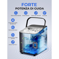 FOHERE Machine à glaçons, glaçons en 5 minutes, 14 kg en 24 heures, mini machine à glaçons autonettoyante, 2 tailles de glaçons 