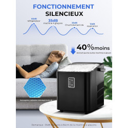 FOHERE Machine à glaçons, glaçons en 5 minutes, 14 kg en 24 heures, mini machine à glaçons autonettoyante, 2 tailles de glaçons 