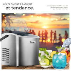 tectake® Machine à glaçons Silencieuse Appareil à glacons, 9 glaçons par cycle, env. 6-13 minutes, Écran tactile, avec Cuillère 
