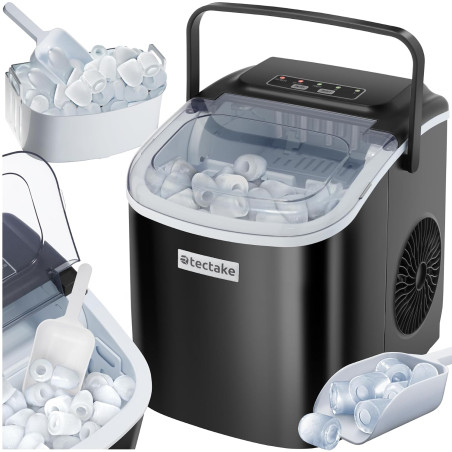 tectake® Machine à glaçons Silencieuse Appareil à glacons, 9 glaçons par cycle, env. 6-13 minutes, Écran tactile, avec Cuillère 