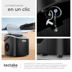 tectake® Machine à glaçons Silencieuse Appareil à glacons, 9 glaçons par cycle, env. 6-13 minutes, Écran tactile, avec Cuillère 