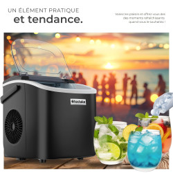 tectake® Machine à glaçons Silencieuse Appareil à glacons, 9 glaçons par cycle, env. 6-13 minutes, Écran tactile, avec Cuillère 