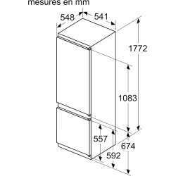 Bosch KIV87NSE0 Série 2 - Réfrigérateur combiné, encastrable, LowFrost