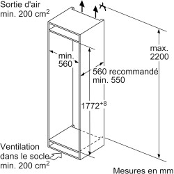 Bosch KIV87NSE0 Série 2 - Réfrigérateur combiné, encastrable, LowFrost