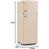 SEVERIN Réfrigérateur Congélateur 2 portes, Pose libre, Largeur 55 cm, 206L, Classe E, Veggibox incluse, Rétro, Crème, RKG 8933