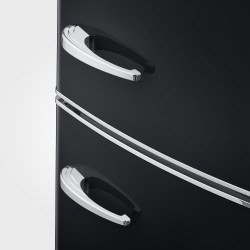 SEVERIN Réfrigérateur Congélateur combiné Total NoFrost, Pose libre, Largeur 60 cm, 315 L, Classe E, Veggibox inclus, Rétro, Noi