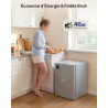 Upstreman 71L Petit Frigo Sans Congélateur, CR71-Argent | 7 niveaux de température 1-10°C, Éclairage LED, 40 dB Silencieux, Écon