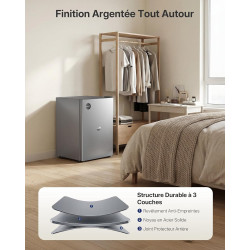 Upstreman 71L Petit Frigo Sans Congélateur, CR71-Argent | 7 niveaux de température 1-10°C, Éclairage LED, 40 dB Silencieux, Écon
