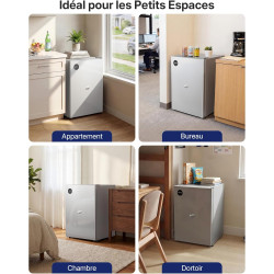 Upstreman 71L Petit Frigo Sans Congélateur, CR71-Argent | 7 niveaux de température 1-10°C, Éclairage LED, 40 dB Silencieux, Écon