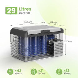 Alpicool 29L Réfrigérateur de Voiture CL30, Portable Glacière à Compression Neuve 2026, 12V/24V Frigo de Voiture pour Camion, Ca