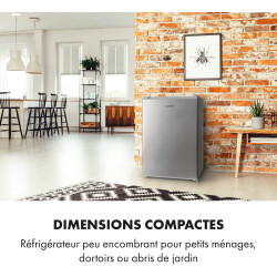 KLARSTEIN Delaware Réfrigérateur, Capacité 76 Litres, 2 Clayettes en Verre Flexibles, Compartiment Congélateur 4 Litres, Range-B
