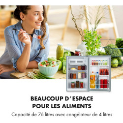 KLARSTEIN Delaware Réfrigérateur, Capacité 76 Litres, 2 Clayettes en Verre Flexibles, Compartiment Congélateur 4 Litres, Range-B